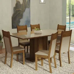madesa Francine 6 Seater Dining Set in Wood Finish image 1