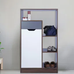 mintwud from pepperfry Turin Open Shoe Rack In Columbian Walnut Finish image 1