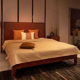 three sixty Stanford Leather King Size Bed In Cognac Finish-picture-30