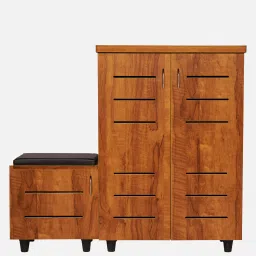 solace craft Carson Shoe Rack With Seating In Tan Finish image 4