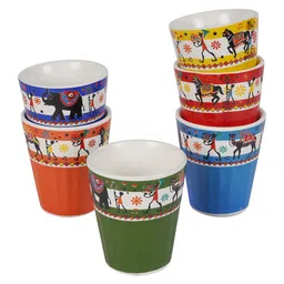 cdi Multicolor 150 ML Ceramic Ethnic Printed 6 Pcs Kullard image 3