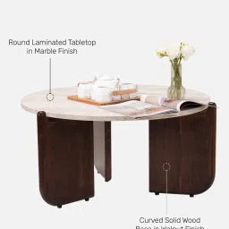 durian Russet Marble Coffee Table In White Finish image 3