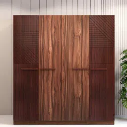 durian Rebecca 4 Door Wardrobe In Walnut Finish With Drawer & Locker-picture-13