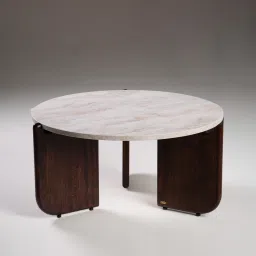 durian Russet Marble Coffee Table In White Finish image 1