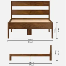 bluewud Roverb Single Bed In Brown Maple Finish image 2