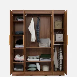 mintwud from pepperfry Sapporo 4 Door Wardrobe in Leon Teak Finish image 3