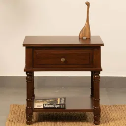 opaque studio Undulate Teak Wood End Table In Teak Finish image 1