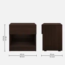 crystal furnitech Cairo Wood Bedside table in Dark Elm Finish image 2