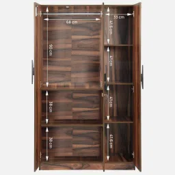 mintwud from pepperfry Maya 3 Door Wardrobe In Vintage Sheesham Finish image 4
