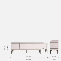 durian Osaka Marble Extendable Tv Console In White Finish image 2