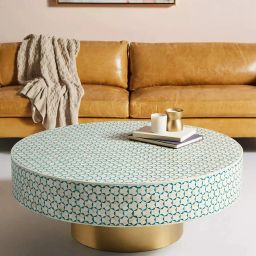 casagold Targua Bone Inlay Coffee Table In Sea Green Finish image 4