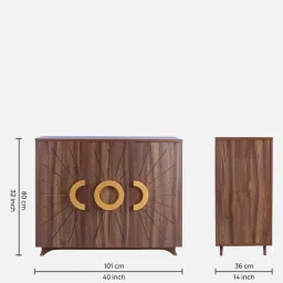 casacraft from pepperfry Atlas 22- Pairs 3 Door Shoe Cabinet Walnut Finish image 2