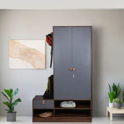 casacraft from pepperfry Tree 2 Door Wardrobe in Grey & Walnut Finish-picture-37