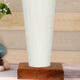 Devansh Off White Cotton Cylinder Table Lamps With Brown Square Wood Base-picture-43