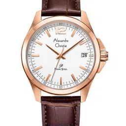 Alexandre Christie Men Dial & Leather Textured Straps Analogue Watch 1031MDLRGSL image 1