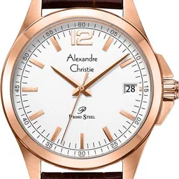 Alexandre Christie Men Dial & Leather Textured Straps Analogue Watch 1031MDLRGSL image 4