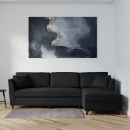 Miranda Fabric LHS Sectional Sofa (3 + Lounger) In Charcoal Grey Colour-image-4