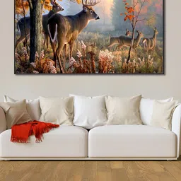 nestroots Red & Blue Serene Deer Canvas Framed Painting Wall Art-image-73