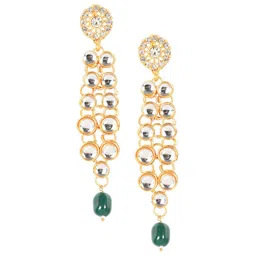 Anouk Green Gold-Plated Kundan Studded & Beaded Layered Multistranded Jewellery Set image 4