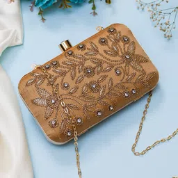 Swisni Gold-Toned Embellished Box Clutch-image-53