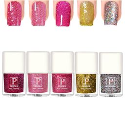 PERPAA Set Of 5 Glitter Light Reflective UV Gel Sparkly Nail Polish - 5ml Each-picture-46