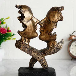 eCraftIndia Gold-Toned Half Face Woman and Man Kissing Handcrafted Showpiece-image-2
