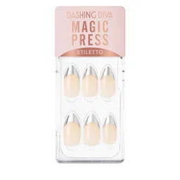 Dashing Diva MAGICPRESS Cream & Silver Edge French Nails-image-99