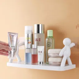 utility jet Acrylic White Adhesive Wall Shelf image 1