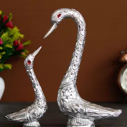 eCraftIndia Set Of 2 Silver-Toned Handcrafted Decorative Figurine Showpieces-image-79