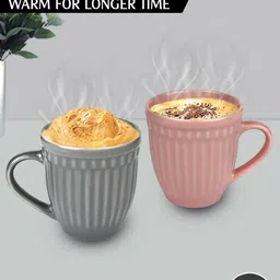URBAN CHEF Set of 2 Peach-Coloured & Grey Ceramic Matte Mugs-picture-15