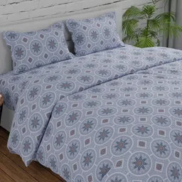 Huesland Brown & White Ethnic Motifs 144 TC Cotton Queen Bedsheet Set 2.43 m x 2.23 m-image-89