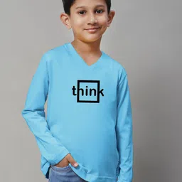 Friskers Boys Turquoise Blue Typography Printed V-Neck Applique T-shirt-picture-12