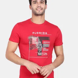 t-base Men Red Printed Applique T-shirt-picture-37
