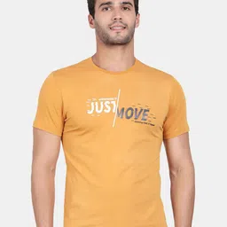 t-base Men Yellow & mellow apricot Typography Printed Raw Edge T-shirt-picture-48