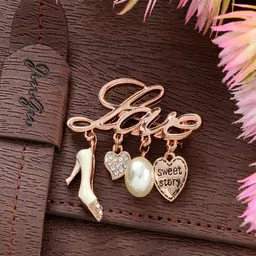 UNIVERSITY TRENDZ Women Rose Gold-Plated Crystal Studded Brooch-image-17