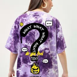 Bewakoof Women Typography Printed Round Neck Cotton Oversized T-shirt-image-46