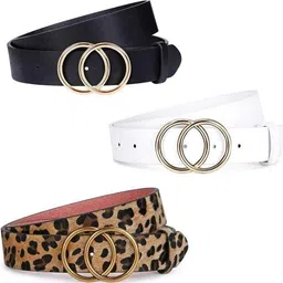 Women Evening Black, Multicolor, White Texas Leatherite, Genuine Leather Belt-image-28