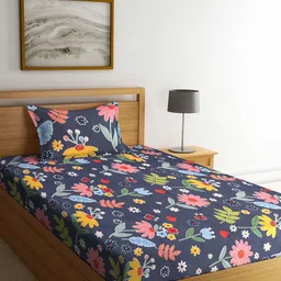 KLOTTHE White & Yellow Cartoon Characters 210 TC 2 Single Bedsheet with 2 Pillow Covers image 2