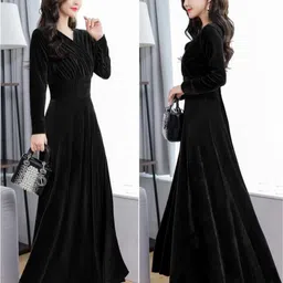wiggy Women Fit and Flare Black Maxi/Full Length Dress image 1