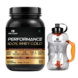 Beyond Fitness Performance 100% Whey Gold- Post Workout Protein Concentrate, Zero Artificial Flavors & Sweeteners, Gluten Free, 25g Protein, 5.5g BCAA,Essential Amino Acids, Chocolate 2.2 lb (1 KG) with 1.5 ltr gallon-image-48