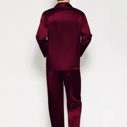 bella babe by sk Men Night Suit Set Red Solid image 2