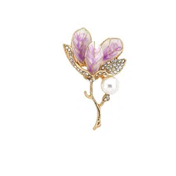 JOKER & WITCH Gold-Toned & Pink Irie Pink Tulip Brooch image 3