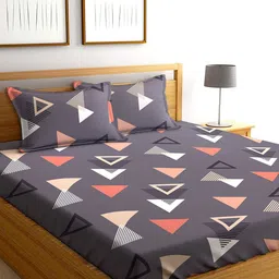 AEROHAVEN Yamuna Purple & White Printed 240 TC Cotton Queen Bedsheet & 2 Pillow Covers-image-70