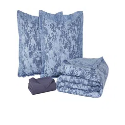 Pano Blue Printed 120 GSM Double King Bedding Set, Comforter With 2 Pillow Covers image 4