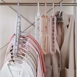 webdealz Plastic 360º Swivel Hook,9-Holes Magic Wardrobe Space Saver Folding Hangerx4.491 Hook Rail 9 image 2