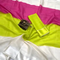 a star Printed, Striped, Woven Bollywood Georgette Saree image 5