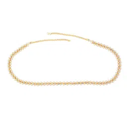FEMMIBELLA Gold-Plated Pearl and CZ-Studded Kamarbandh Waist Chain image 2
