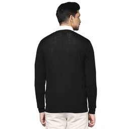 raymond Men Solid V Neck Black Sweater image 4