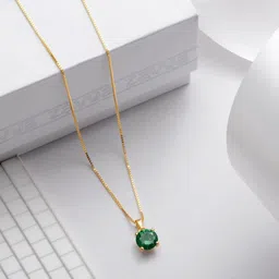 zavya Green Solitaire Gold Solitaire Box Chain Pendant Gold-plated Cubic Zirconia Sterling Silver Pendant-picture-13