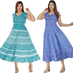 houseofcommon Women Fit and Flare Multicolor Midi/Calf Length Dress-picture-13